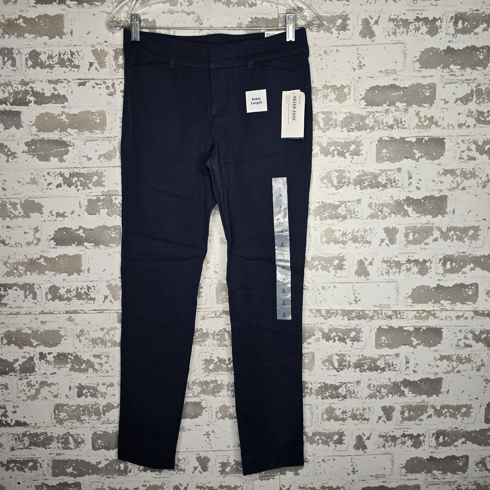 NEW Old Navy Pants Womens 2 Navy Blue Pixie Slim Fit Straight Leg Chino Ankle